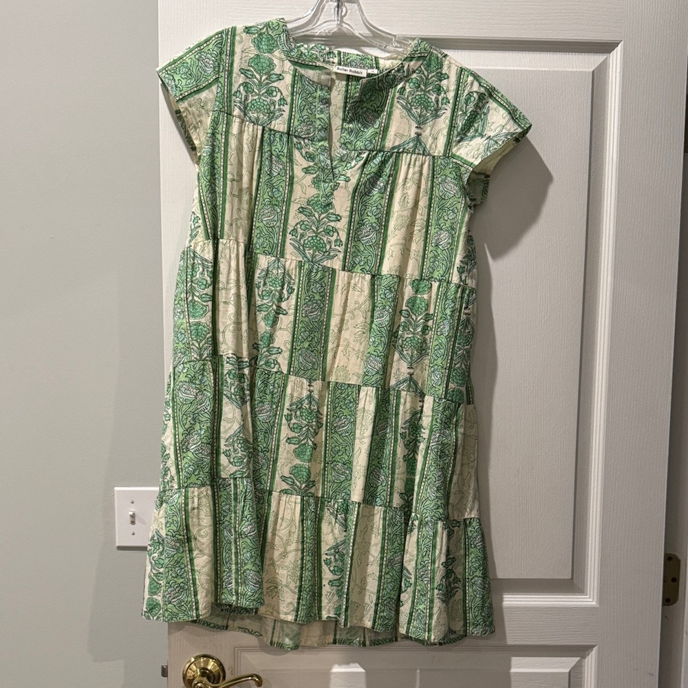 Roller Rabbit Green and Cream dress, size XS